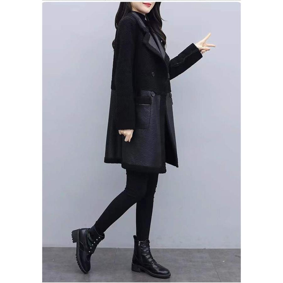 【特価】レザージャケット レディース ライダース リバーシブル レザーコート ロング丈 フェイクレザー アウター カジュアル 暖かい 保温 アウトドア | ブランド登録なし | 07