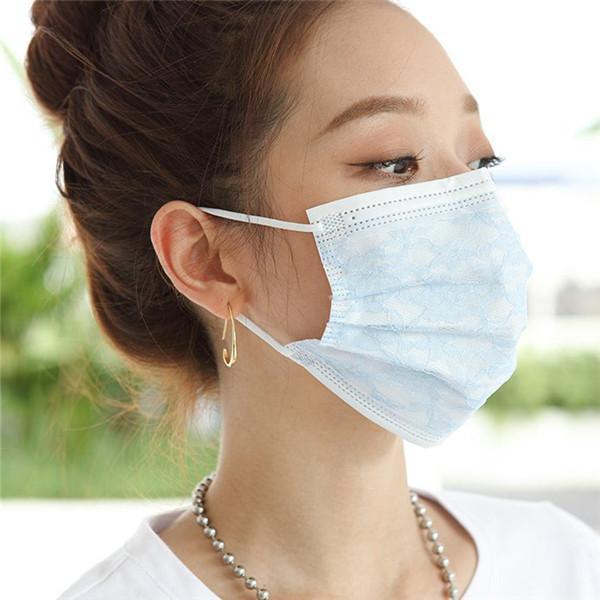 マスク 不織布 チュールマスク 花柄 レース柄 50枚 カラーマスク 夏 可愛い 柄入り 柄 冷感 使い捨て 立体 四層構造 おしゃれ 大人 保護対策 | ブランド登録なし | 26