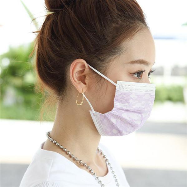 マスク 不織布 チュールマスク 花柄 レース柄 50枚 カラーマスク 夏 可愛い 柄入り 柄 冷感 使い捨て 立体 四層構造 おしゃれ 大人 保護対策 | ブランド登録なし | 28