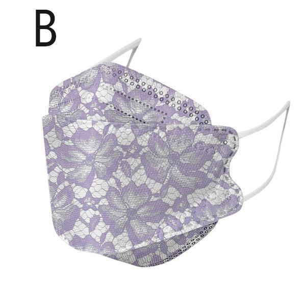 【特価】マスク 不織布 50枚 マスク カラー 柳葉型 花柄 使い捨て レース柄 花柄マスク 大人 柄入り 韓国風 通気性 立体構造 4層構造 防塵 可愛い | ブランド登録なし | 08