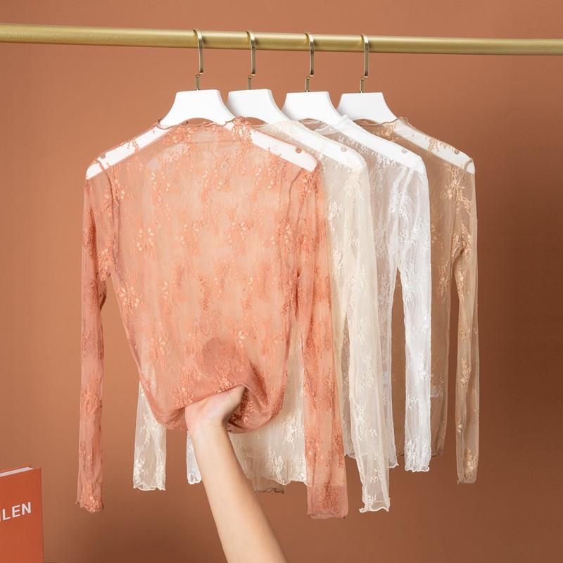 インナーシャツ レース 透け感 Tシャツ ブラウス シースルー レディース ハイネック ボトルネック チュール ス 長袖 | ブランド登録なし | 17