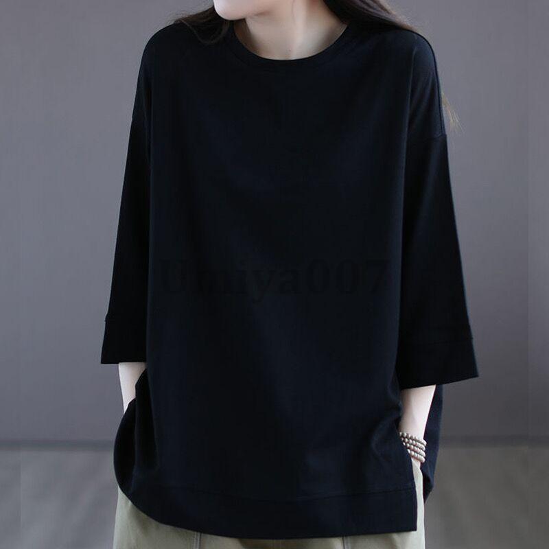 Tシャツ レディース 春 夏 ス 半袖 tシャツ カットソー プルオーバー インナー ゆったり UVカット 大人 シルエット シンプル |  | 02