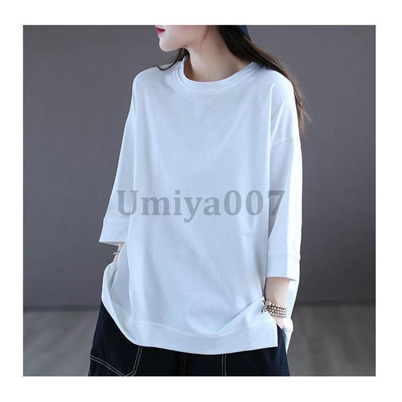 Tシャツ レディース 春 夏 ス 半袖 tシャツ カットソー プルオーバー インナー ゆったり UVカット 大人 シルエット シンプル |  | 06