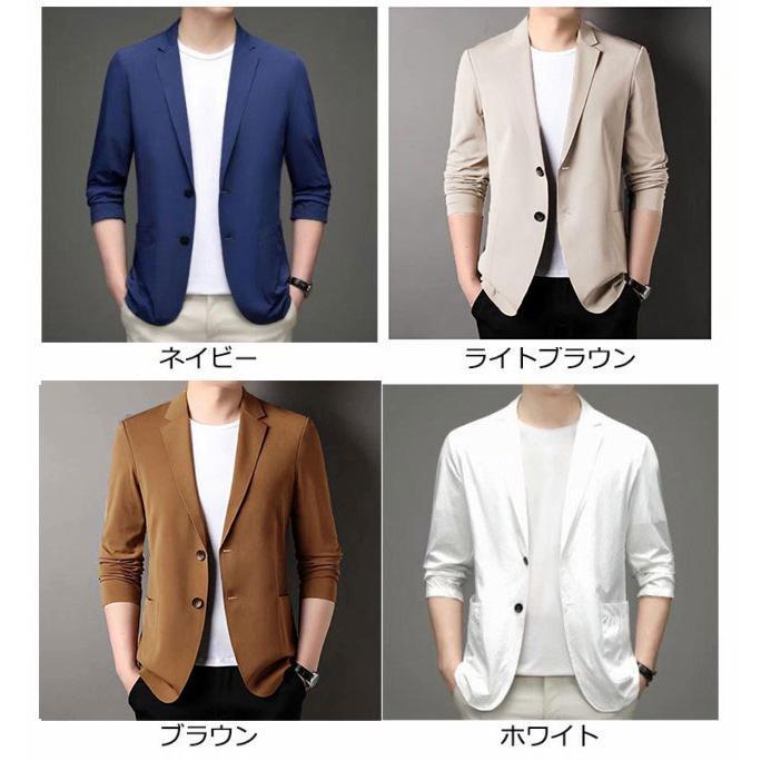 サマージャケット 接触冷感 メンズ 夏 アイスシルク カジュアルジャケット 長袖 ストレッチ ブレザー メンズ テーラードジャケット 極薄 スーツジャ |  | 07