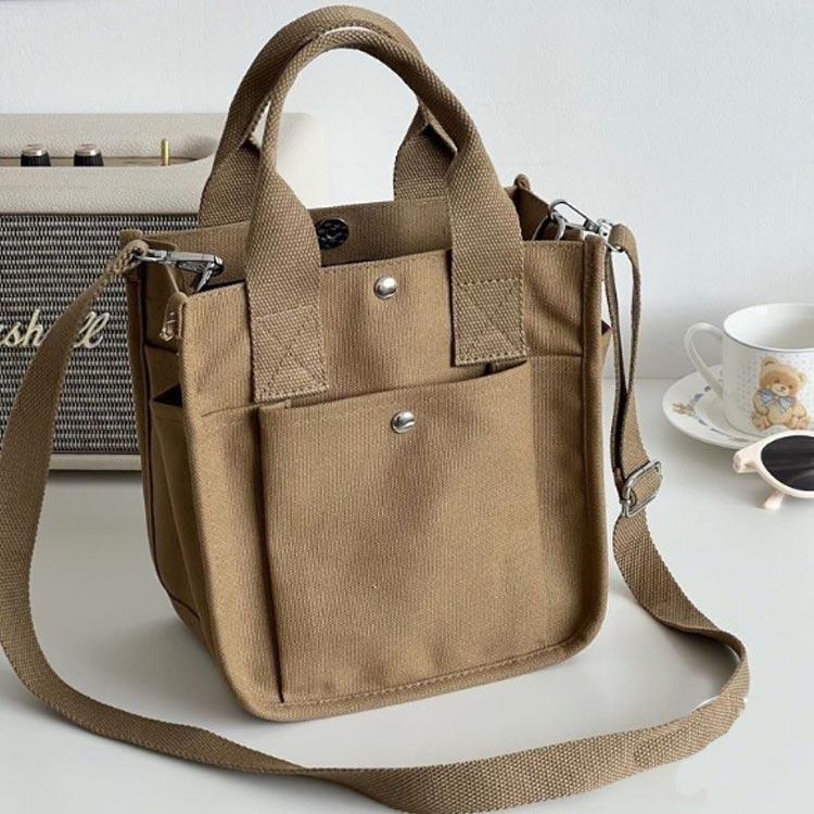 【値下げ】2way 斜めかけ 帆布 ミニトートバッグ キャンバス ハンドバッグ マチ広 ショルダーバッグ 小さめ 大きめ 無地 自立 軽量 丈夫 マザーズバッグ |  | 01