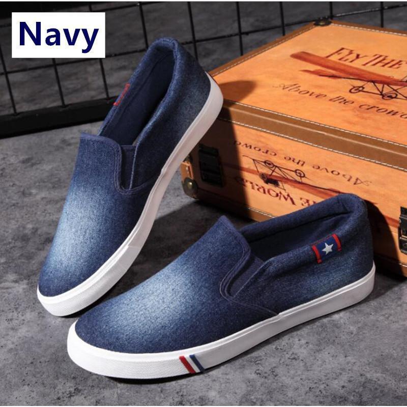 スリッポン メンズ スニーカー 帆布 無地 スリッポンスニーカー ロゴ デザイン 2色 靴 スニーカー メンズ スリップオン カジュアル | ブランド登録なし | 01