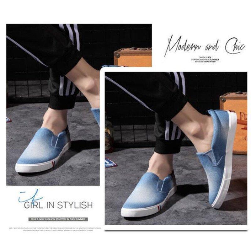 スリッポン メンズ スニーカー 帆布 無地 スリッポンスニーカー ロゴ デザイン 2色 靴 スニーカー メンズ スリップオン カジュアル | ブランド登録なし | 04