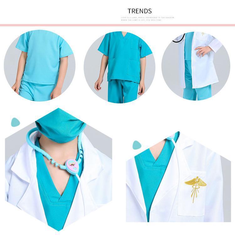 キッズ お医者さん衣装セット ハロウィン コスプレ 子供 衣装 白衣 手術衣装セット コスプレ コスチューム 白衣 医者 男の子 ナース ドクター | ブランド登録なし | 01