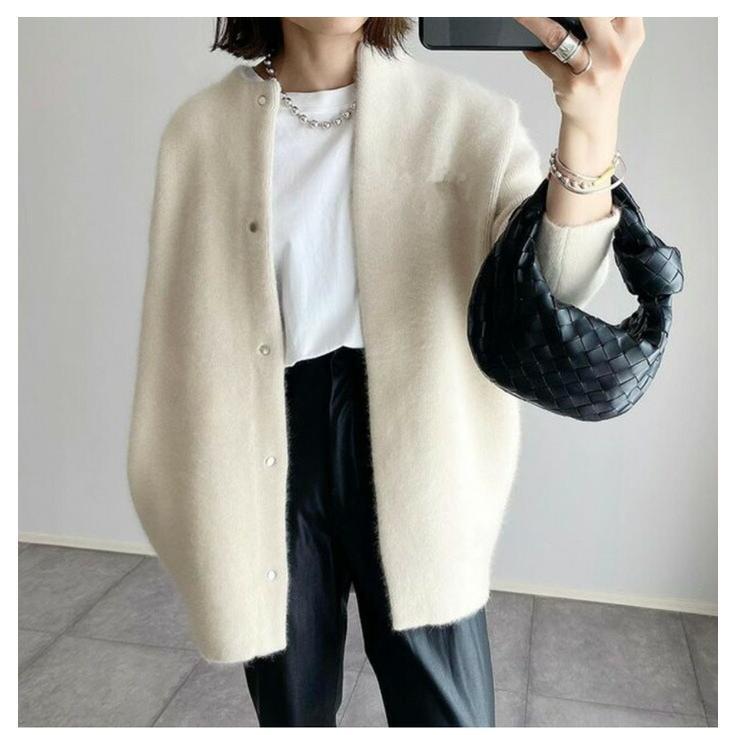 アウター カーディガン レディース ロング 厚手　あったかい　カーディガン 丸首 無地 長袖 秋冬 羽織 | ブランド登録なし | 01