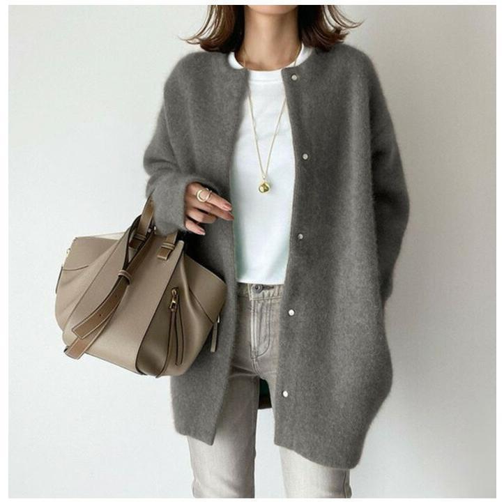 アウター カーディガン レディース ロング 厚手　あったかい　カーディガン 丸首 無地 長袖 秋冬 羽織 | ブランド登録なし | 03