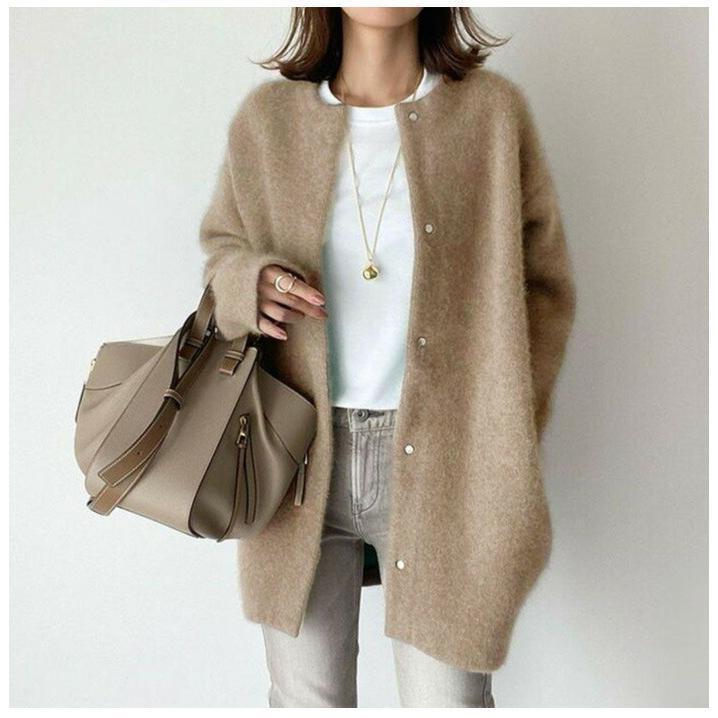 アウター カーディガン レディース ロング 厚手　あったかい　カーディガン 丸首 無地 長袖 秋冬 羽織 | ブランド登録なし | 05