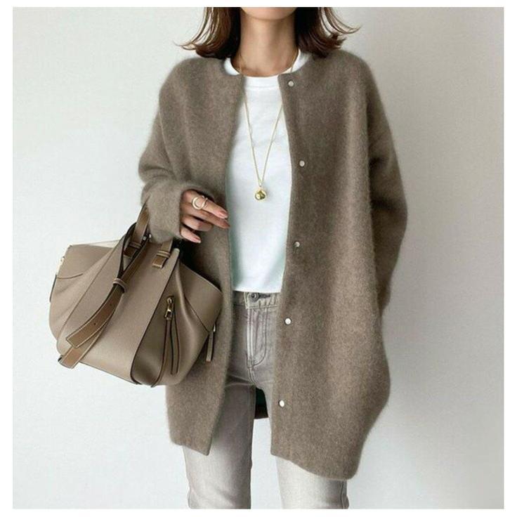 アウター カーディガン レディース ロング 厚手　あったかい　カーディガン 丸首 無地 長袖 秋冬 羽織 | ブランド登録なし | 07