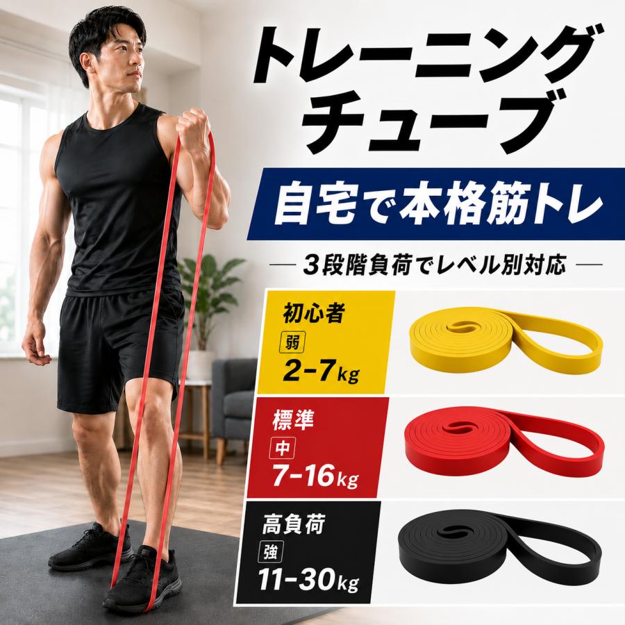 トレーニングチューブ ストレッチバンド ゴムチューブ エクササイズ