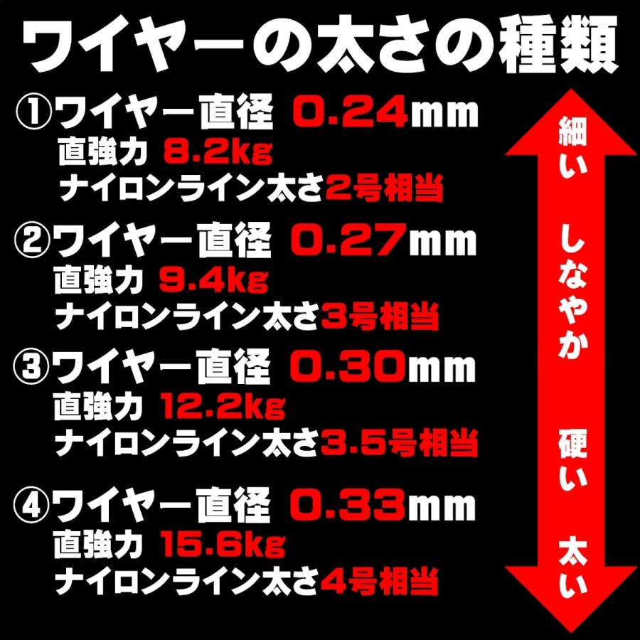 ムツ針 16号 極細 ステンレスワイヤー 直径0.30mm 長さ 15cm ５本組 ハリス切れ防止 ハリス切れ防止 飲ませ釣り 仕掛け 泳がせ釣り｜yamasita-gyoguten｜09