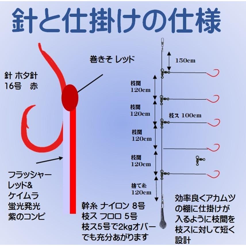 アカムツ仕掛け ノドグロ 仕掛け 赤ムツ 赤むつ ケイムラ 紫外線 蛍光 フラッシャー 紫 レッドフラッシャーのコンビ 胴付き 仕掛け ホタ針 16号 ５本針 Zndfj 山下漁具店 通販 Yahoo ショッピング