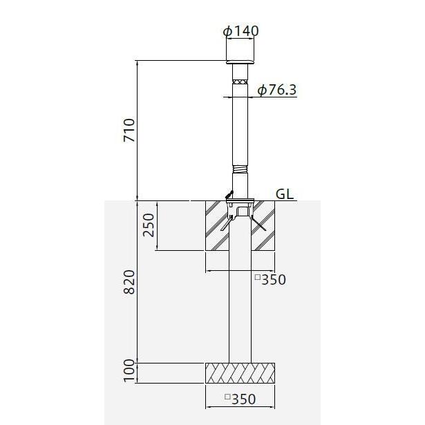 kasさま　専用 帝金バリカー KS−11CTS 上下式 76.3mm径 取替用支柱