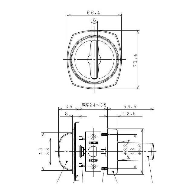 川口技研 Jレバーハンドル 戸襖錠 JL-24-2M-Br ブラウン色 バック