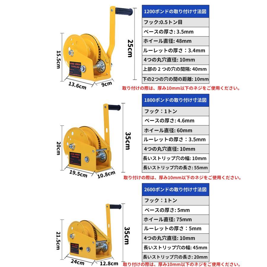 ハンドウインチ ワイヤー式 小型 荷積作業 牽引 バイク ハンド