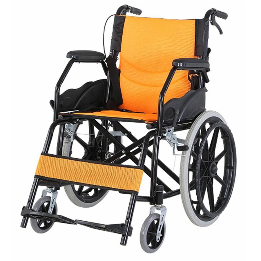美和商事 介助式車椅子オレンジ色 軽量折りたたみ式 【公式通販】