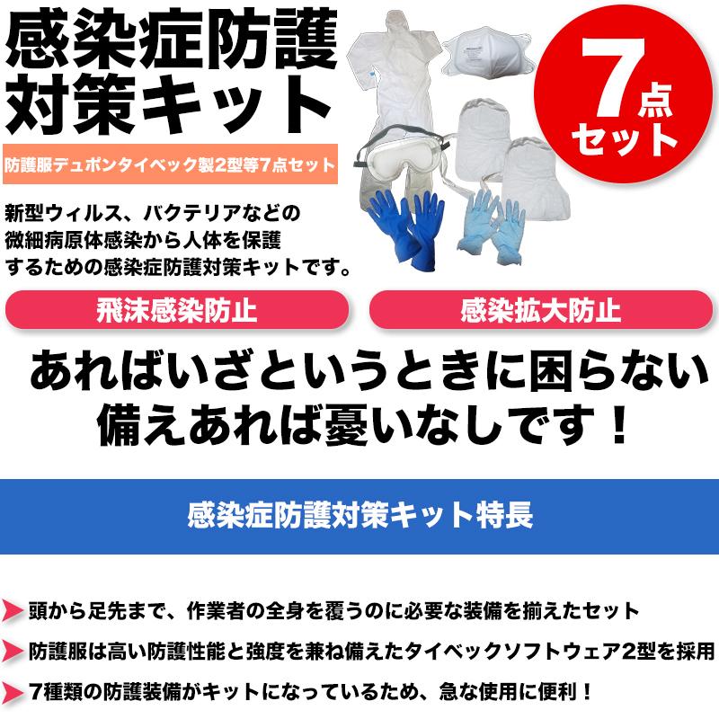 コロナ防護服 タイベック2型防護服 感染症防護対策キット 化学防護服