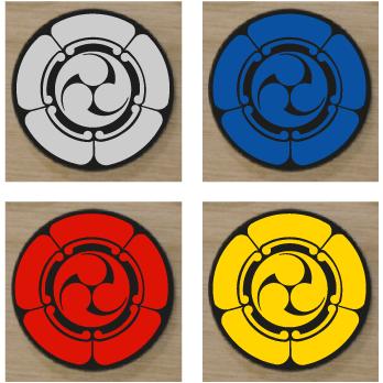 五瓜に左三つ巴 家紋エンブレム 5cm : ヤマトデザインヤフー店