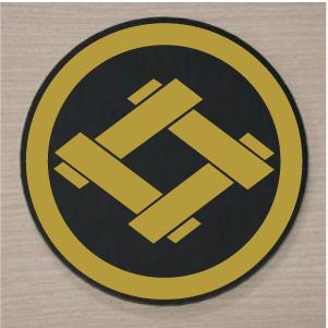 丸に組井桁 家紋エンブレム 15cm 人気の家紋エンブレム当店のお勧め