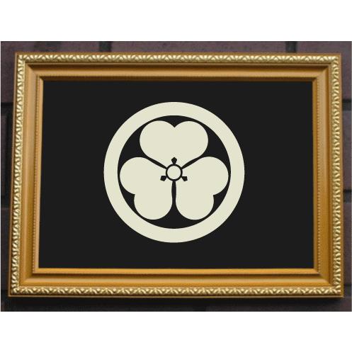 越前漆器 剣片喰紋入り　金色紋様 kamonplate-yoko48.jpg