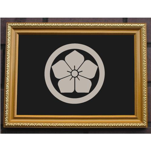 丸に桔梗 金色額入り家紋【丸に桔梗】 額入りの家紋 当店のお勧め商品