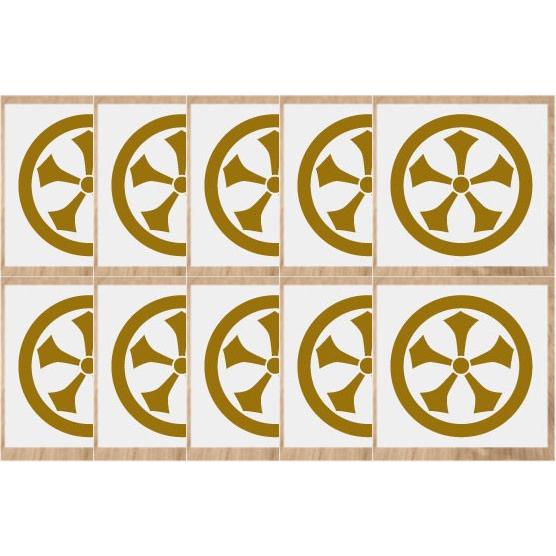 家紋シール5cm 10枚入り 【丸に五つ剣】 : ヤマトデザインヤフー