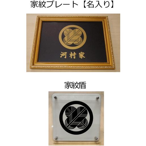 丸に違い鷹の羽 金色額入り家紋のセット【丸に違い鷹の羽】 当店