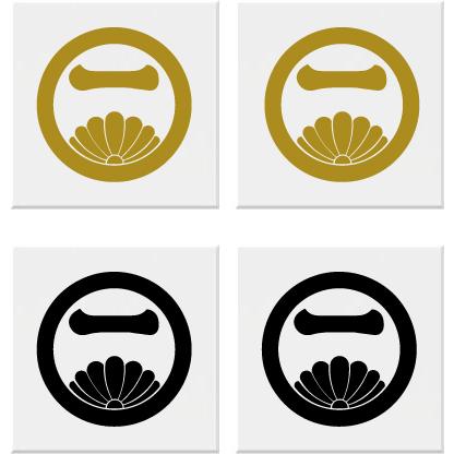 丸に覗き菊に一の字 家紋シール 12cm 2枚入り : ヤマトデザインヤフー