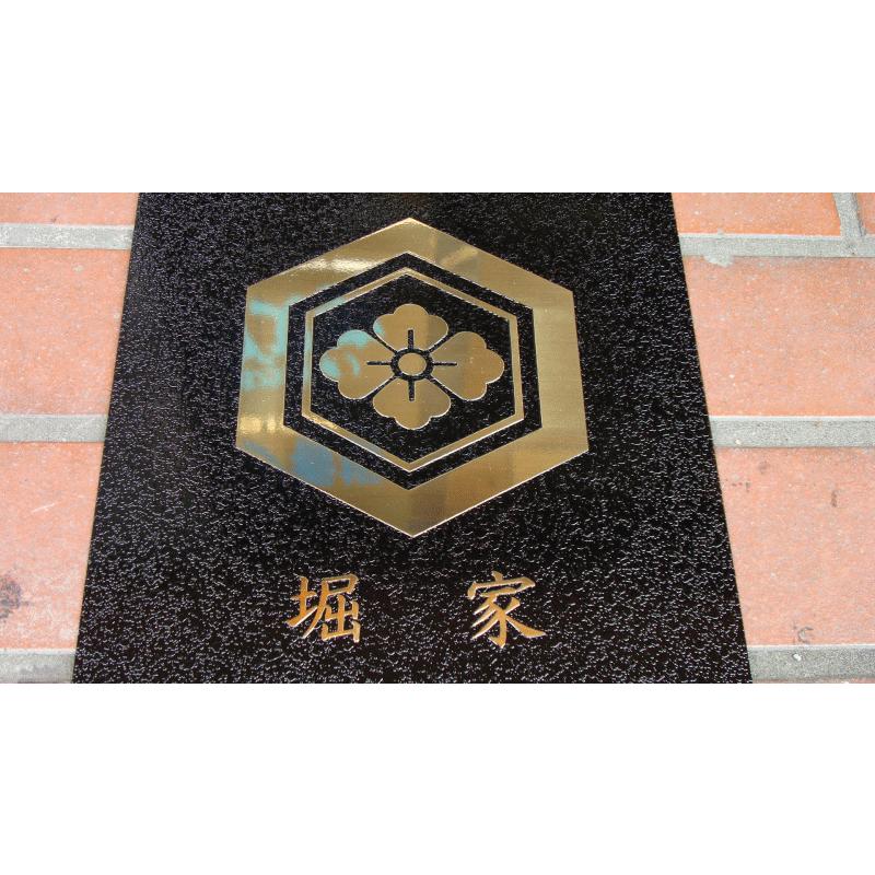 亀甲に花菱】色紙額入り家紋真鍮磨き仕上げ 額入りの家紋 高級感