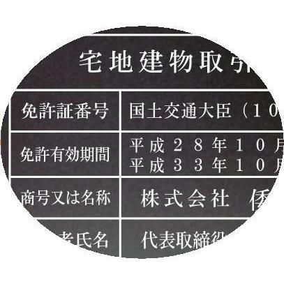 宅地建物取引業者票【アクリル艶消し黒色３mm厚】　安価な宅地建物取引業者票　おしゃれな宅地建物取引業者票｜yamato-design｜02