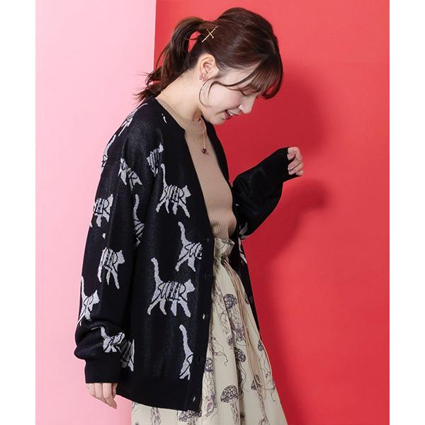 Scalar スカラー カーディガン 猫 ScoLar（スカラー） レディース カーディガン 羽織り 長袖 猫柄 ねこの