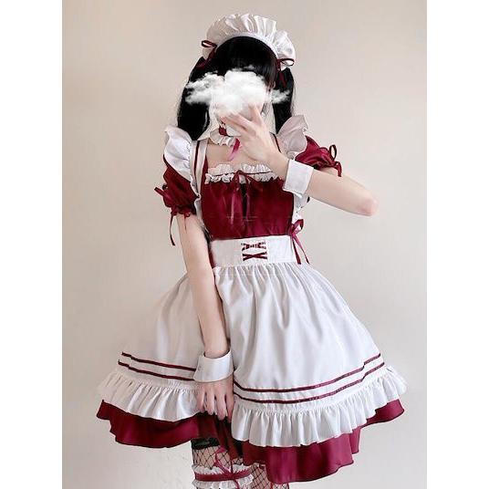 7点セットメイド服小さいサイズ大きいサイズコスプレ衣装ハロウィン衣装半袖ワンピースロリ｜yamato-store-y｜02