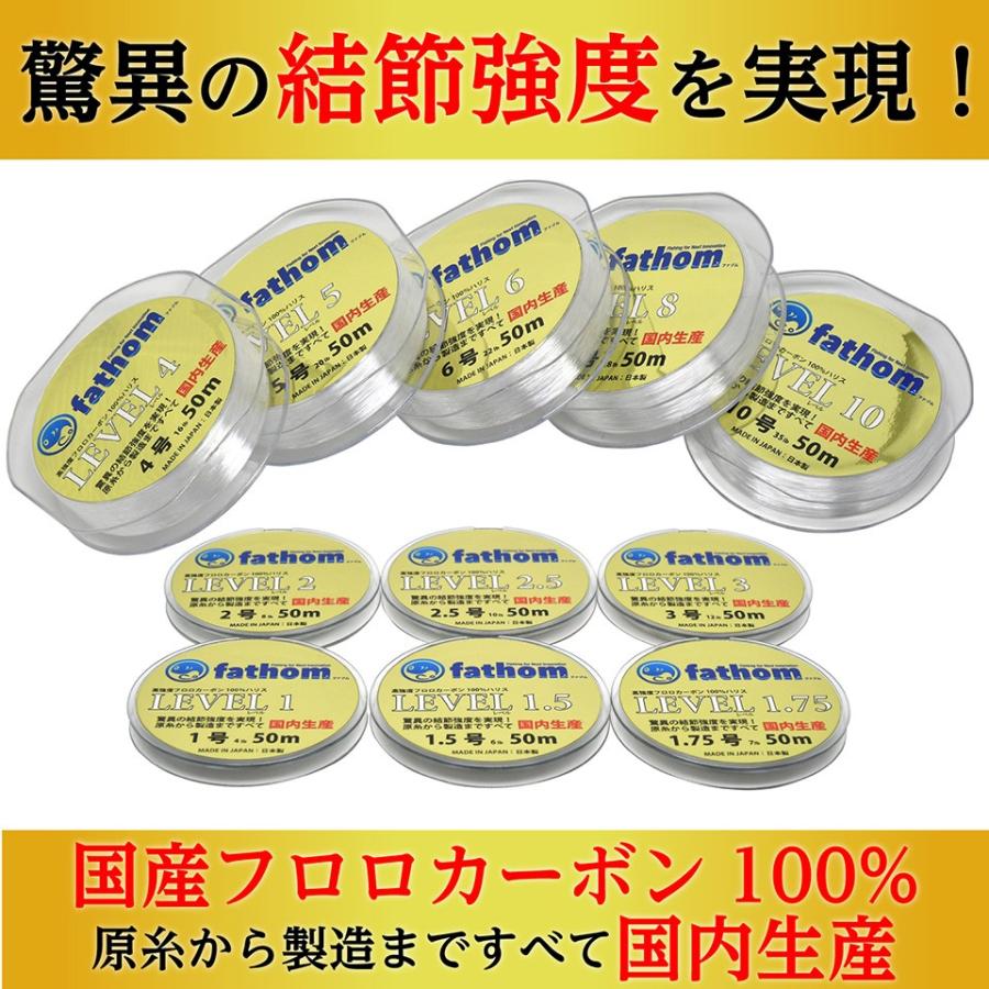 フロロカーボン ハリス 1号 fathom LEVEL1 4lb フロロハリス リーダー 50m 色：クリア 日本製 ファゾム | fathom | 02