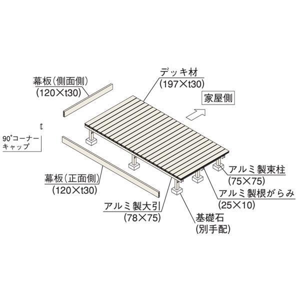 樹脂 人工木 リウッドデッキ200 Tタイプ 1.5間6尺(2651×1820mm 樹脂 人工木 リウッドデッキ200 Tタイプ 1.5間6尺(2651×1820mm