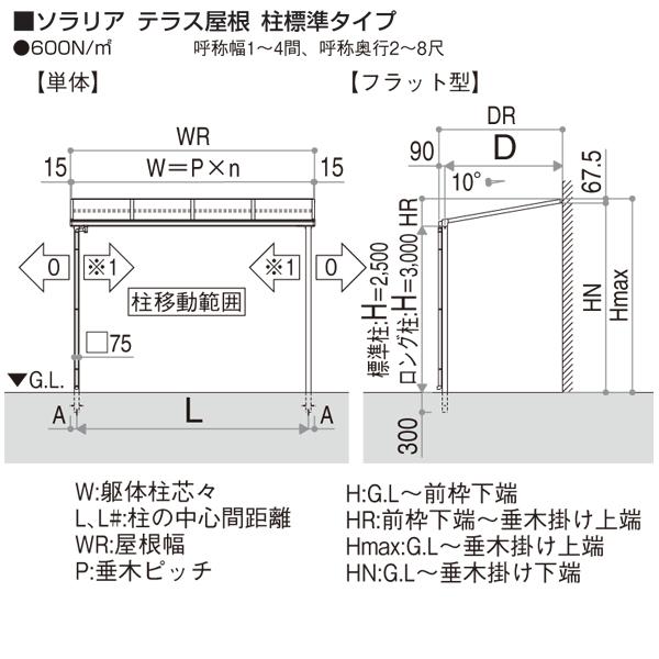 テラス屋根 ソラリア フラット型・柱標準 関東間2.0間7尺 600N 熱線遮断仕様　YKK AP アルミテラス｜yamatojyu-ken｜02