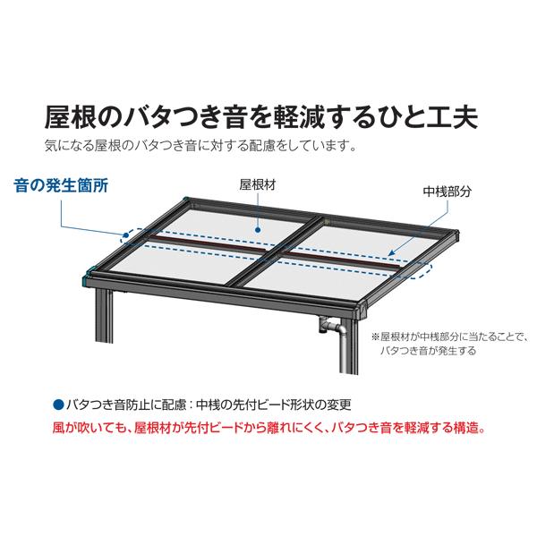 YKK AP テラス屋根 ソラリア 躯体式バルコニー屋根 Bタイプ フラット型 関東間1.5間4尺 600N 部品箱付｜yamatojyu-ken｜09