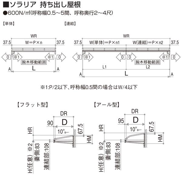 YKK AP テラス屋根 ソラリア 持ち出し屋根 アール型 関東間1.0間2尺 600N｜yamatojyu-ken｜02