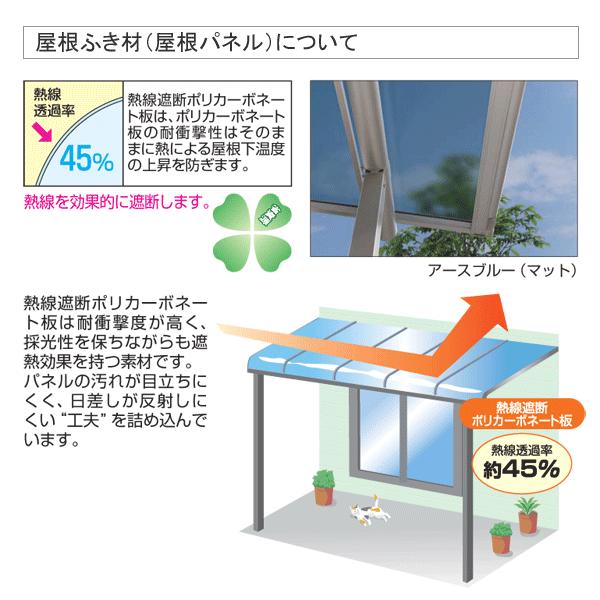 テラス屋根 ソラリア アール型・柱奥行移動 関東間1.0間3尺 600N 熱線