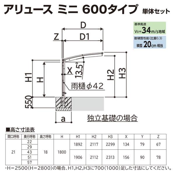 サイクルポート　アリュース ミニ 600タイプ　22-21　H18　単体セット　屋根材熱線遮断ポリカ　ＹＫＫ ＡＰ　｜yamatojyu-ken｜02