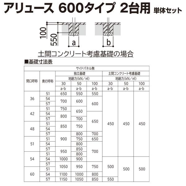 YKK AP カーポート アリュース 600タイプ 2台用 51-48 H22 単体 YKK AP カーポート アリュース 600タイプ 2台用 51-48 H22 単体