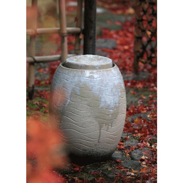 注目の 水琴窟 ガーデン アクセサリー 白窯変 信楽焼 水量調節付 オブジェ 送料無料 注目の Www Thedailyspud Com