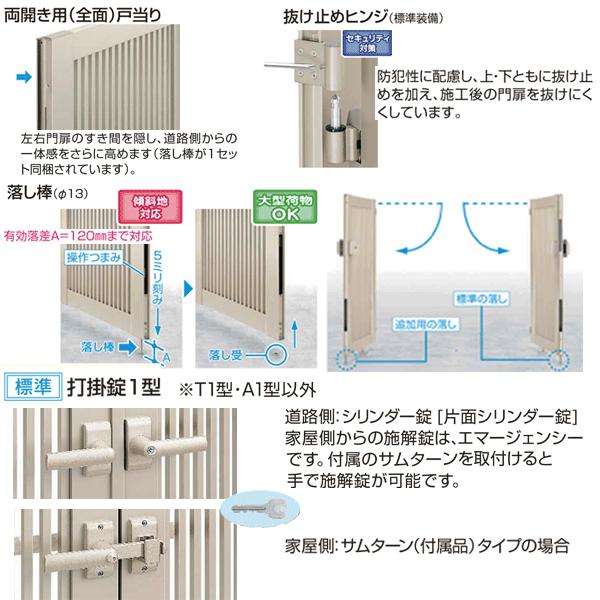 YKK AP アルミ門扉 両開き シンプレオ門扉 1型 門柱セット 07-12 YKK AP アルミ門扉 両開き シンプレオ門扉 1型 門柱セット 07-12