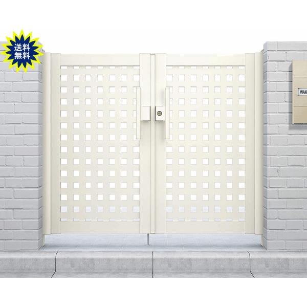 アルミ門扉 YKK AP 両開き シンプレオ門扉　11型　門柱セット　09-10(全幅2006)