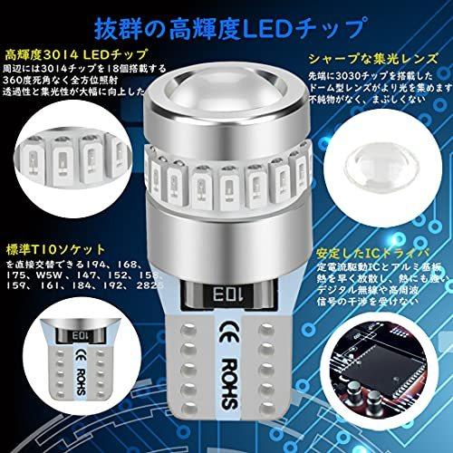 T10 LED ブルー 青 爆光 最新型レンズ集光 無極性 ポジションランプ 高輝度 搭載 3014LEDチップ19連 360°無死角照射 DC 12|yamatoko|02