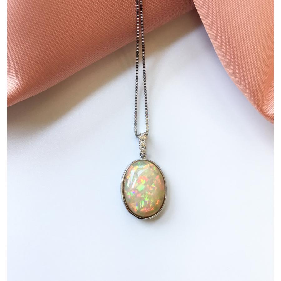 オパール ダイヤモンド ネックレス トップ プラチナ オパール ダイヤモンド Pt900 プラチナ ダイヤ トップ ヘッド ネックレス