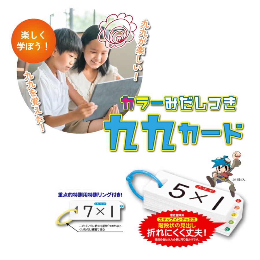 九九カード 小学校 2年生 算数教材 九九表付き カラー見出し付き 暗記カード 学習カード 九九練習 単語帳サイズ 覚えやすい : やまとや ...