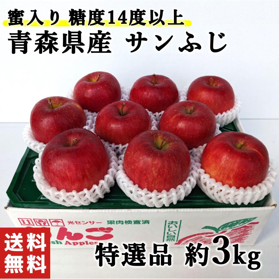 冬ギフト りんご 蜜入り 青森県産 いつでも送料無料 3kg 高級サンふじ 正規品 糖度14度以上